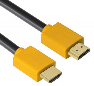 Greenconnect Кабель 0.3m HDMI версия 2.0, HDR 4:2:2, Ultra HD, 4K 60 fps 60Hz/5K*30Hz, 3D, AUDIO, 18.0 Гбит/с, 28/28 AWG, OD7.3mm, тройной экран, черный, желтые коннекторы, GCR-HM441-0.3m Greenconnect HDMI (m) - HDMI (m) 0.3м