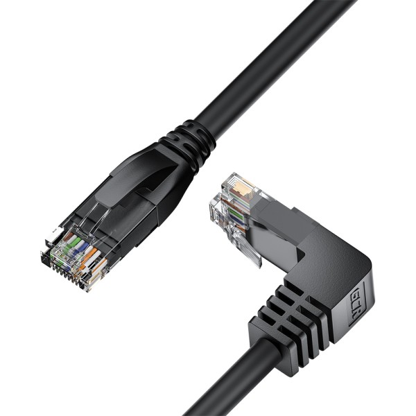 GCR Патч-корд прямой 10.0m UTP кат.5e, черный, верхний угол, литой, ethernet high speed, RJ45, T568B Greenconnect GCR-53935