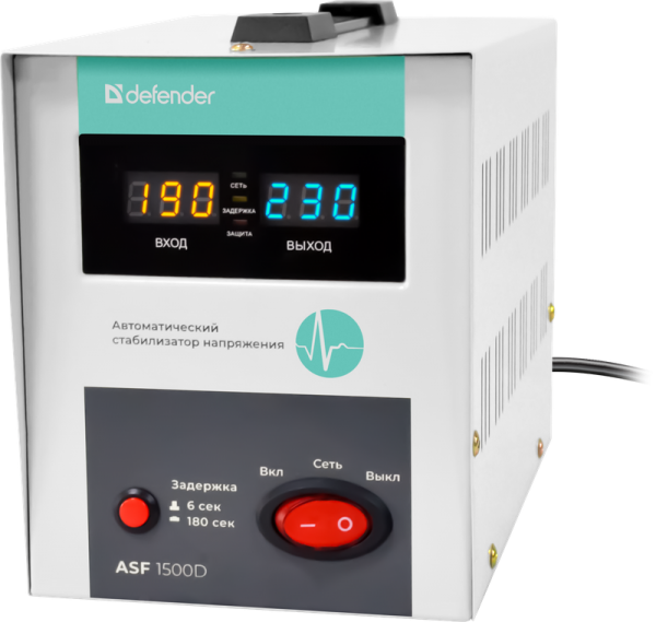 Стабилизатор напряжения ASF 1500D напольный 900Вт метал корпус, 2 розетки Defender 99036