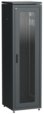 ITK Шкаф сетевой 19" LINEA N 38U 600х600 мм стеклянная передняя дверь, задняя металлическая черный ITK LN05-38U66-GM