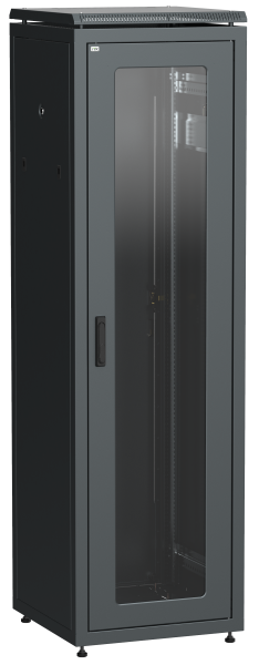 ITK Шкаф сетевой 19" LINEA N 38U 600х600 мм стеклянная передняя дверь, задняя металлическая черный ITK LN05-38U66-GM