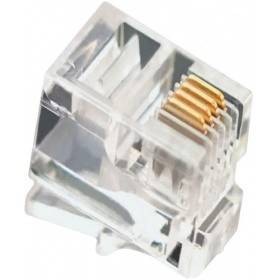 Коннектор телефонный RJ-11 4P4C (4 места, 4 контакта) <VTE7718>, 100 шт, VCOM 