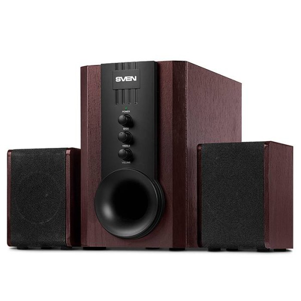 SVEN SPS-821, тёмное дерево/чёрный, акустическая система 2.1, мощность(RMS): 20 Вт+2х10 Вт