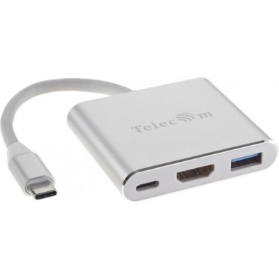 Кабель-концентратор USB3.1 TypeCm -->HDMI+USB3.0 +PD charging 4K@30Hz, Telecom<TUC010>