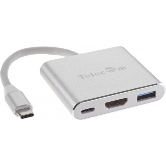 Кабель-концентратор USB3.1 TypeCm -->HDMI+USB3.0 +PD charging 4K@30Hz, Telecom<TUC010>