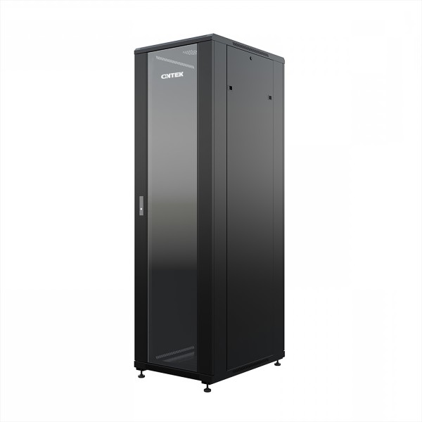 Шкаф напольный универсальный серверный ONTEK TC 42U 600х800мм, 4 профиля 19, двери стекло и сплошная металл, боковые стенки съемные, регулируемые опоры, разобранный, черный RAL 9005