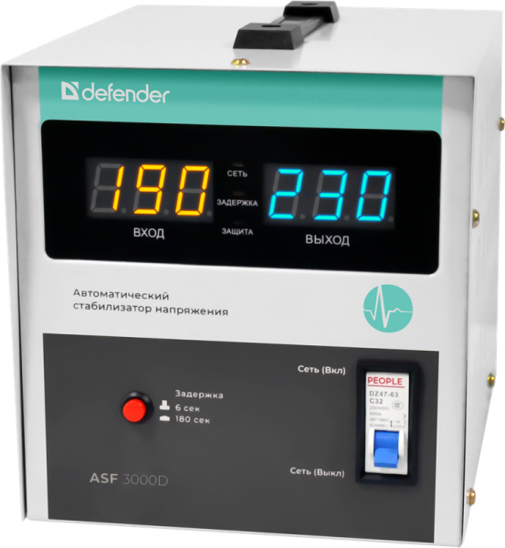 Стабилизатор напряжения ASF 3000D напольный 1800Вт метал корпус, терминал Defender 99038