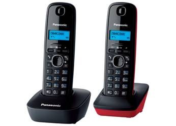 Р/телефон Panasonic KX-TG1612RU3 (серый/красный/черный, 2 трубки)