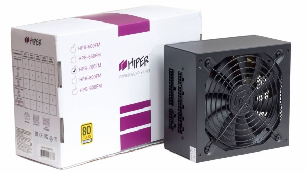 Блок питания HIPER HPB-800FM <800W, (20+4+4+4) pin, 4x(6+2) pin, 6xSATA, 5xMolex, 14 см, 80 Plus Bronze, кабель питания,