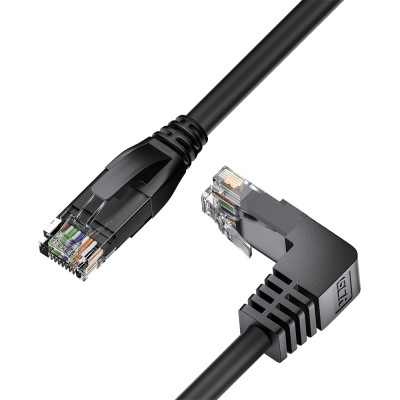 GCR Патч-корд прямой 20.0m UTP кат.5e, черный, верхний угол, литой, ethernet high speed, RJ45, T568B Greenconnect GCR-53939
