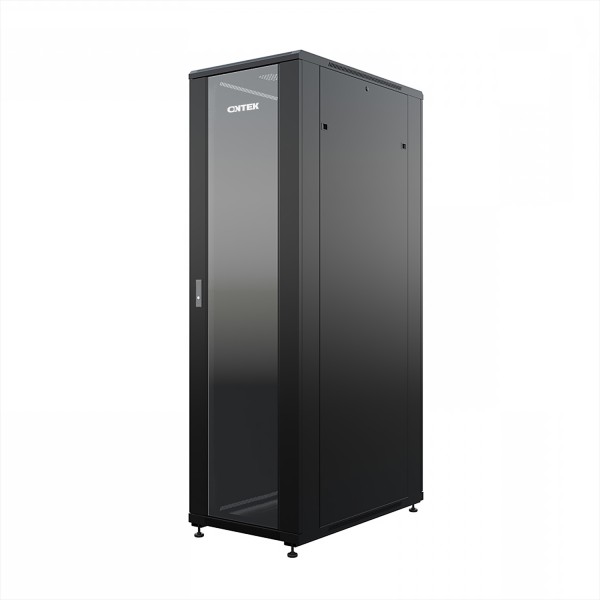 Шкаф напольный универсальный серверный ONTEK TC 42U 600х1000мм, 4 профиля 19, двери стекло и сплошная металл, боковые стенки съемные, регулируемые опоры, разобранный, черный RAL 9005