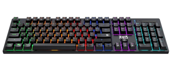 Defender Механическая клавиатура Avis GK-312 RU,черн,104+FN,радуж,SNK Red