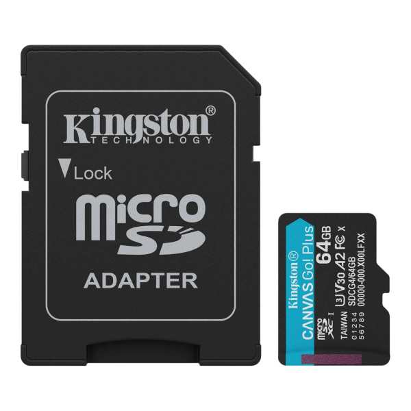 Карта памяти Kingston 64GB microSDXC Canvas Go Plus Gen4 200MB/s A2 U3 V30 Card + ADP Kingston SDCG4/64GB