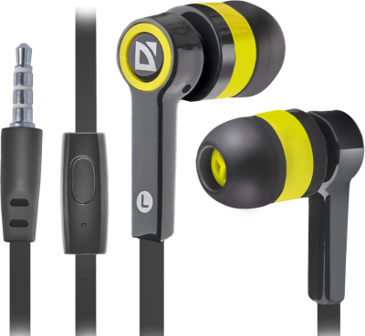 Defender Гарнитура для смартфонов Pulse 420 черный + желтый, вставки Defender Pulse 420