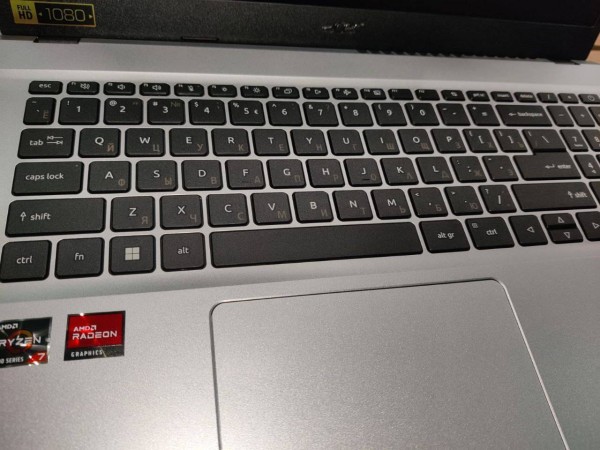 QWERTY Ноутбук Acer ASPIRE 3 A315-44P-R1LX 15.6" FHD, AMD R7-5700, 16Gb, 512GB SSD,RJ45, USB-C, int., no OS, серебро (гр