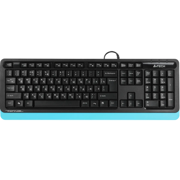 Клавиатура A4Tech FK10 черный/синий USB (FK10 BLUE) каб.:1.5м A4Tech FK10 BLUE