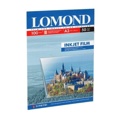 Пленка Lomond  PET Clear Ink Jet Film – прозрачная, А3, 100 мкм, 50 листов, для цветных струйных принтеров.