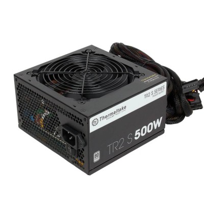 Блок питания Thermaltake TR2S 500W <500W, (20+4+4+4) pin, 2x(6+2) pin, 5xSATA, 4xMolex, FDD, 12 см, кабель питания, 86%,