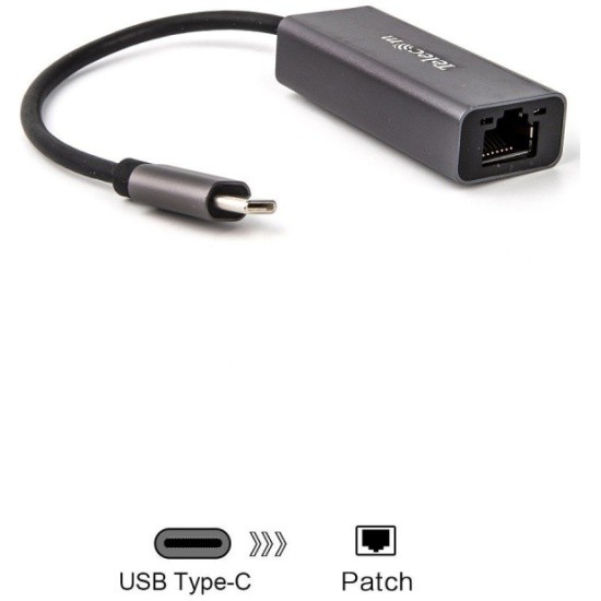 Кабель-переходник USB 3.1 Type-C -->RJ-45 1000Mbps Ethernet, Aluminum Shell, 0.15м Telecom <TU320M>