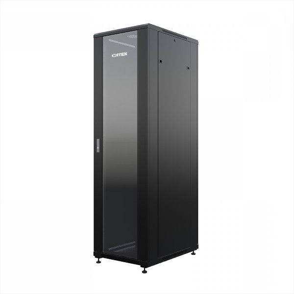 Шкаф напольный универсальный серверный ONTEK TC 42U 800х800мм, 4 профиля 19, двери стекло и сплошная металл, боковые стенки съемные, регулируемые опоры, разобранный, черный RAL 9005