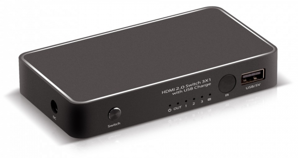 Greenconnect Переключатель HDMI V2.0+USB Charge 3 к 1 серия Greenline Greenconnect Переключатель Greenline HDMI V2.0 +USB Charge 5 к 1