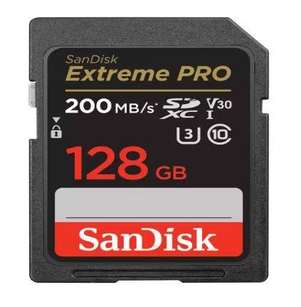 Флеш карта SD 128GB SanDisk SDXC Class 10 V30 UHS-I U3 Extreme Pro 200MB/s