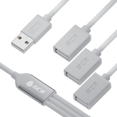 GCR USB Hub 2.0 на 3 порта, 0.35m, гибкий, AM / 3 х AF, белый, GCR-53354 Greenconnect USB 2.0 Type-AM - 3 x USB 2.0 Type-AF 0.35 m