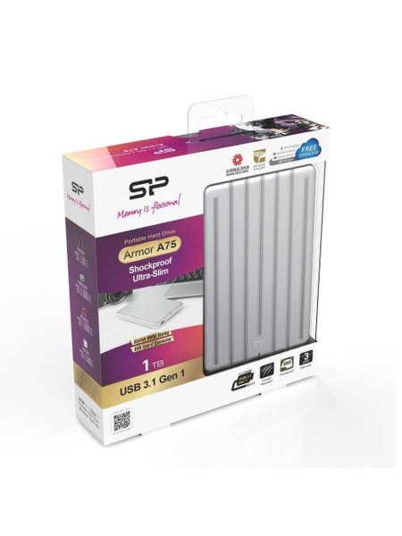 Внешний жесткий диск 1TB Silicon Power  Armor A75, 2.5", USB 3.2, Алюминий