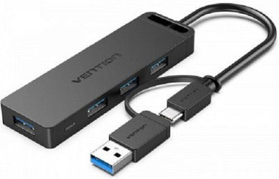 Концентратор Vention OTG USB-C+USB 3.0 / 4xUSB 3.0 порта Черный - 0.15м. Vention CHTBB