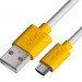 GCR Кабель 0.5m MicroUSB, белый, желтые коннекторы, быстрая зарядка, 28/24 AWG, GCR-53220 Кабель Greenconnect 0.5 м (GCR-53220)
