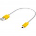 GCR Кабель 0.5m MicroUSB, белый, желтые коннекторы, быстрая зарядка, 28/24 AWG, GCR-53220 Кабель Greenconnect 0.5 м (GCR-53220)