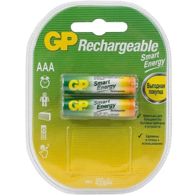 Перезаряжаемые аккумуляторы Smart Energy GP 40АAAHC AАA, емкость 400 мАч - 2 шт. в клемшеле GP 4891199145520