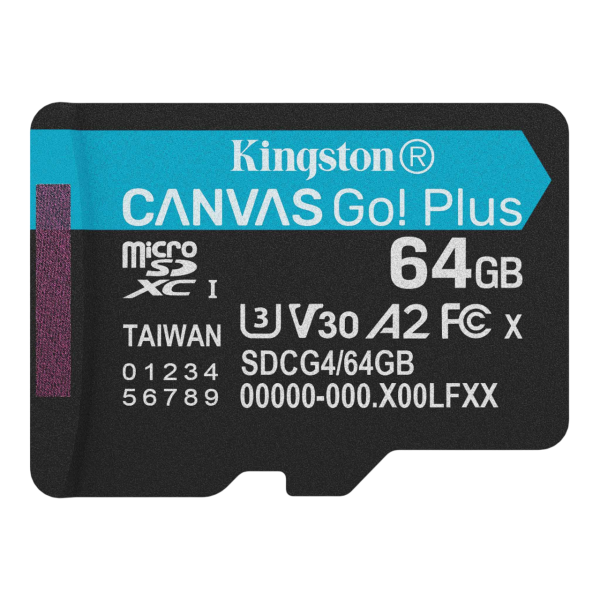 Карта памяти Kingston 64GB microSDXC Canvas Go Plus Gen4 200MB/s A2 U3 V30 Card  W/O ADP Kingston SDCG4/64GBSP