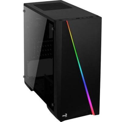 Корпус Aerocool Cylon Mini BG (2xUSB, 2xAudio, 0.5 мм, 80 мм FAN, RGB подсветка, прозрачная стенка-закаленное стекло, mA