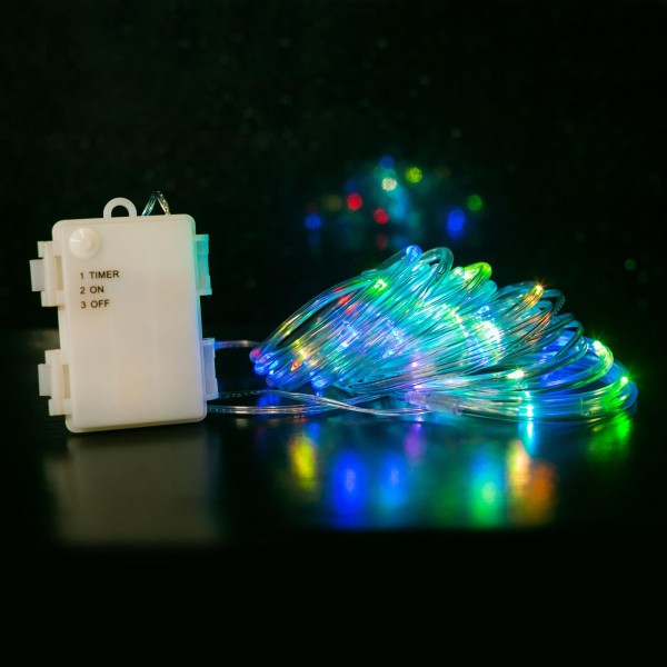 Гирлянда Гирлянда 60LED RGB 3АА, 8 режимов, 6 м, шнур, разноцветная