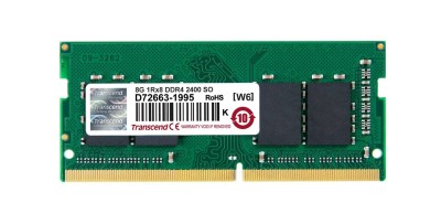 Модуль памяти Transcend 8GB SO-DIMM DDR4, 2400МГц, 1Rx8 1Gx8 CL17 1.2V