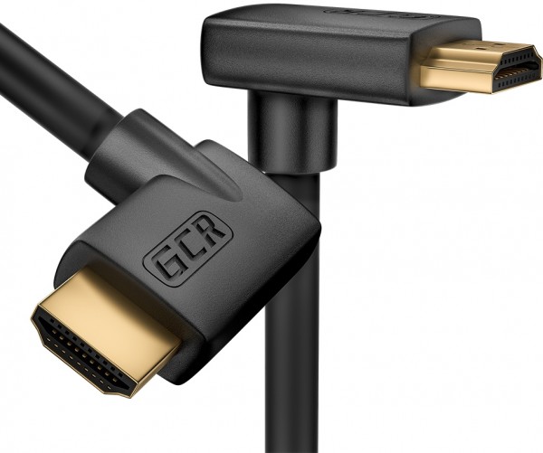 GCR Кабель 1.0m HDMI 2.0, M правый угол /M верхний угол, черный, HDR 4:2:2, Ultra HD, 4K 60 fps 60Hz/5K*30Hz, 3D, AUDIO, 18.0 Гбит/с, 28/28 AWG, GCR-52315 Greenconnect HDMI (m) - HDMI (m) 3м