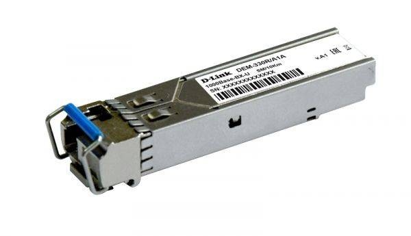 D-Link DEM-330R/3KM/A1A WDM SFP-трансивер, 1000Base-BX-U (Simplex SC), Tx:1310нм, Rx:1550нм, одномод, до 3км