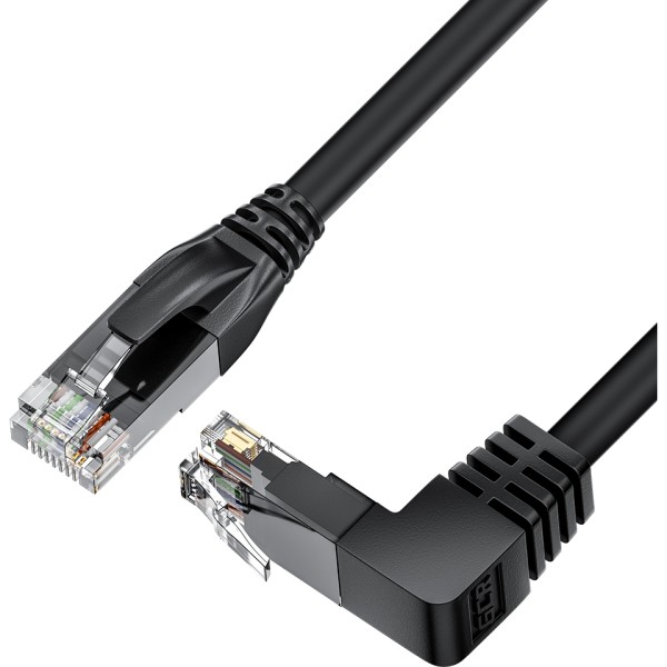 GCR Патч-корд прямой 7.5m UTP кат.5e, черный, нижний угол, литой, ethernet high speed, RJ45, T568B Greenconnect GCR-53956