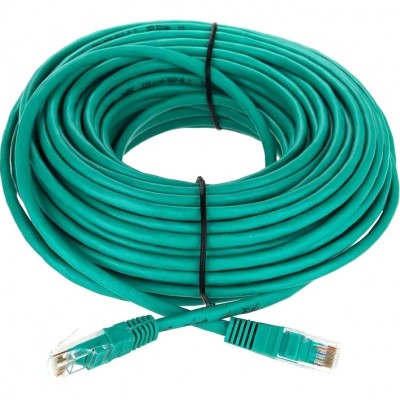 Патчкорд литой "Telecom" UTP кат.5е 20,0м зеленый VCOM NA102-G-20M
