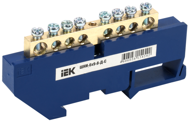 Шина N "ноль" на DIN-изол ШНИ-6х9-8-Д-С ITK YNN10-69-8D-K07