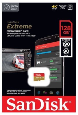 Флеш карта microSD 128GB SanDisk microSDXC Class 10 UHS-I A2 C10 V30 U3 Extreme 190MB/s