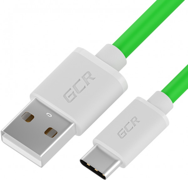 GCR QC Кабель 0.25m, TypeC, быстрая зарядка, зеленый TPE, белые коннекторы, 28/22 AWG, GCR-53040 Greenconnect USB 2.0 Type-AM - USB 2.0 Type-C (m) 0.25м