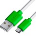 GCR Кабель 0.5m MicroUSB, белый, зеленые коннекторы, быстрая зарядка, 28/24 AWG, GCR-53225 Кабель Greenconnect 0.5 м (GCR-53225)
