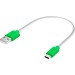 GCR Кабель 0.5m MicroUSB, белый, зеленые коннекторы, быстрая зарядка, 28/24 AWG, GCR-53225 Кабель Greenconnect 0.5 м (GCR-53225)
