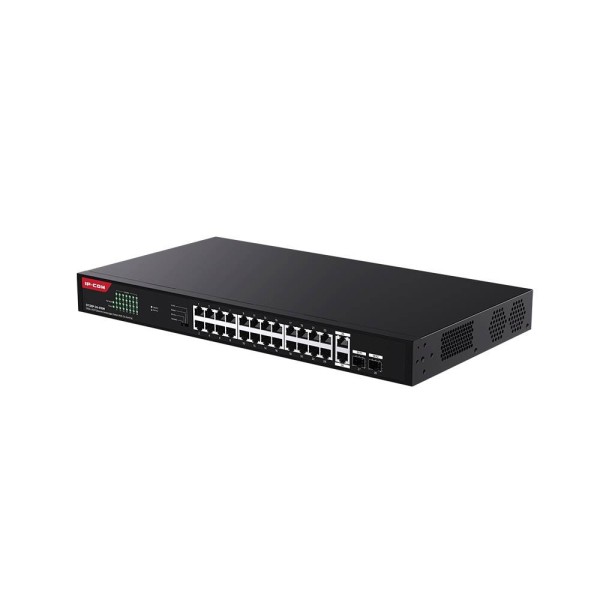 IP-COM G1128P-24-410W Коммутатор неуправляемый PoE, 28 портов, 26x1 Гбит/с, SFP 2x1 Гбит/с, PoE 24x30 Вт (до 370 Вт)