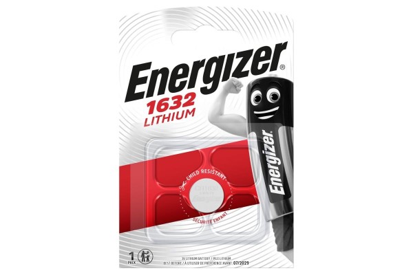 Батарейка Energizer CR1632 BL1 Lithium 3V (1/10/140) Energizer E300844102