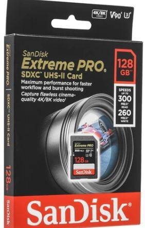 Флеш карта SD 128GB SanDisk SDXC Class 10 V90 UHS-II U3 Extreme Pro, 300MB/s