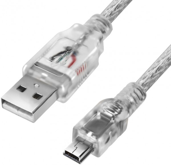 Greenconnect Кабель PROF 5.0m USB 2.0, AM/mini 5P, прозрачный, ферритовые кольца, 28/24 AWG, экран, армированный, морозостойкий, GCR-UM1M5P-BD2S-5.0m Greenconnect USB 2.0 Type-AM - miniUSB 5м