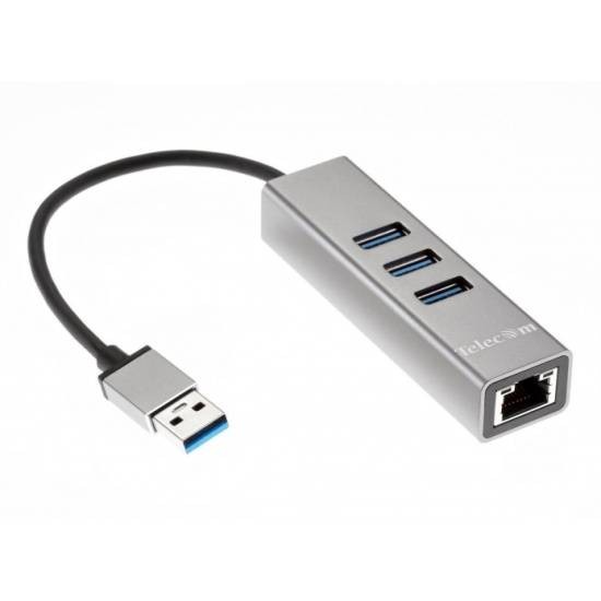 Переходник USB 3.1 Type-C -->RJ-45 1000Mbps +3 USB3.0, Aluminum Shell, 0.2м Telecom <TA311C>